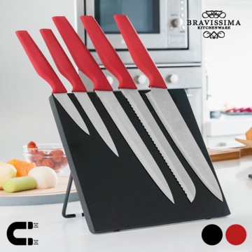 Bravissima Kitchen Kések Mágneses Tartóval (6 darab) - Piros